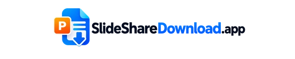 SlideShareDownload.app logo with presentation document and download arrow